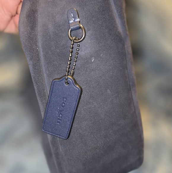 Coach Navy Blue Suede Shoulder Bag - Picture 2 of 9